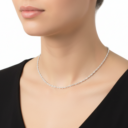 925 Sterling Silver Diamond Cut Rope Chain
