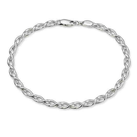 925 Sterling Silver Rhodium Plated Infinity Link Bracelet