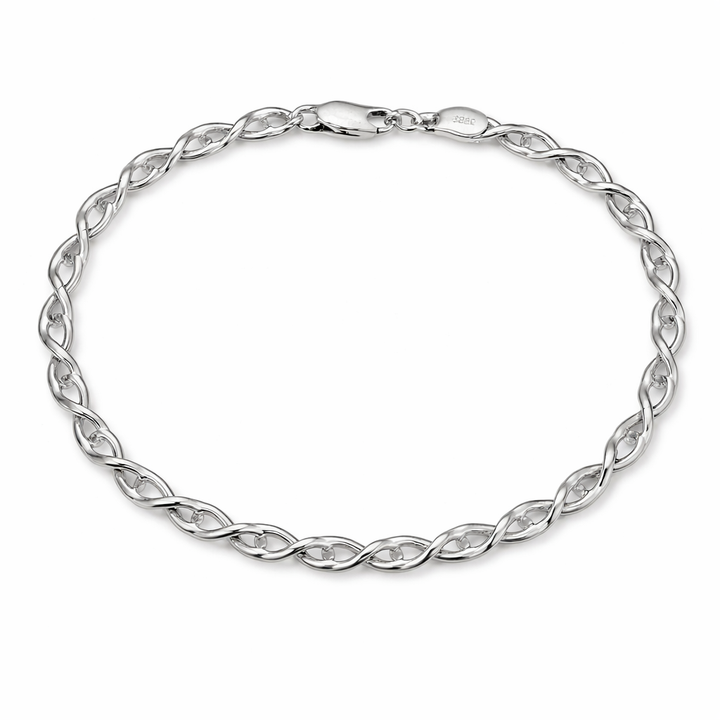 925 Sterling Silver Rhodium Plated Infinity Link Bracelet