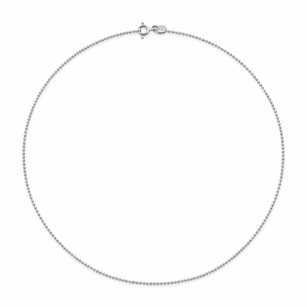925 Sterling Silver Rhodium Plated Bead Style Chain