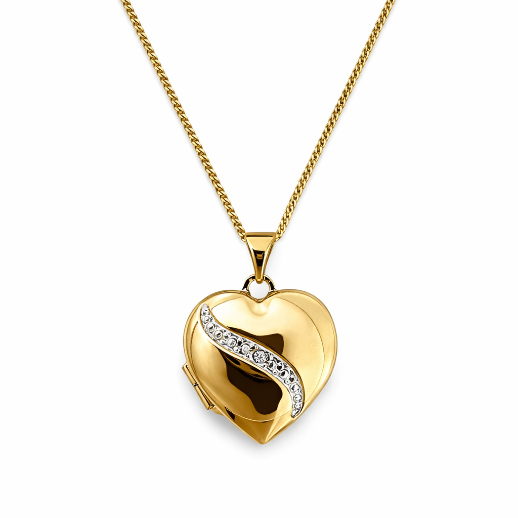 925 Sterling Silver Gold Plated Heart Photo Locket Pendant Necklace