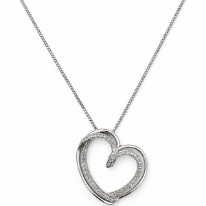 925 Sterling Silver Heart CZ Pendant Necklace