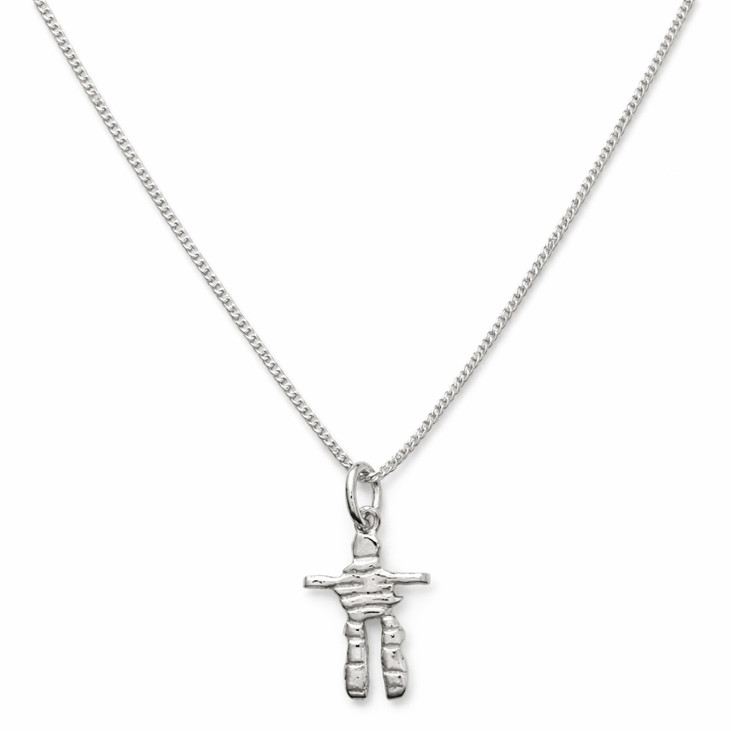 925 Sterling Silver Inuit Inukshuk Pendant Necklace