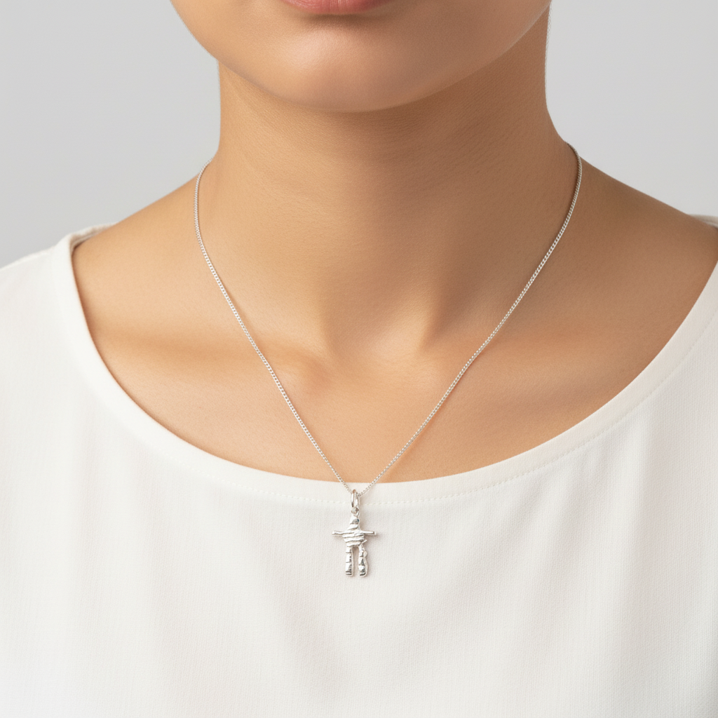 925 Sterling Silver Inuit Inukshuk Pendant Necklace