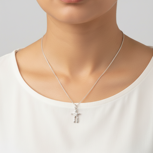 925 Sterling Silver Inuit Inukshuk Pendant Necklace