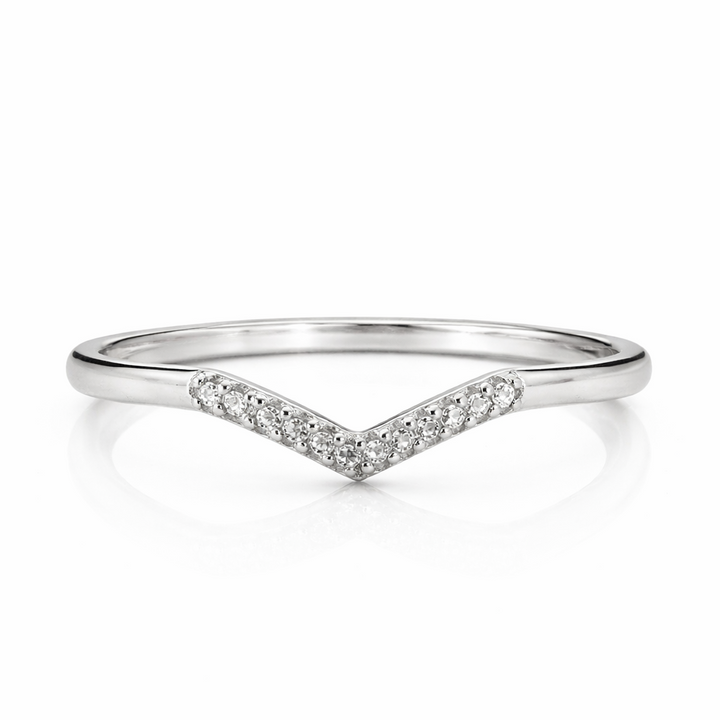925 Sterling Silver Diamond Chevron Ring