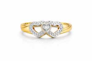 14k Two-Tone Gold Diamond Triple Heart