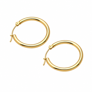 14K Yellow Gold Round Hoop Earrings