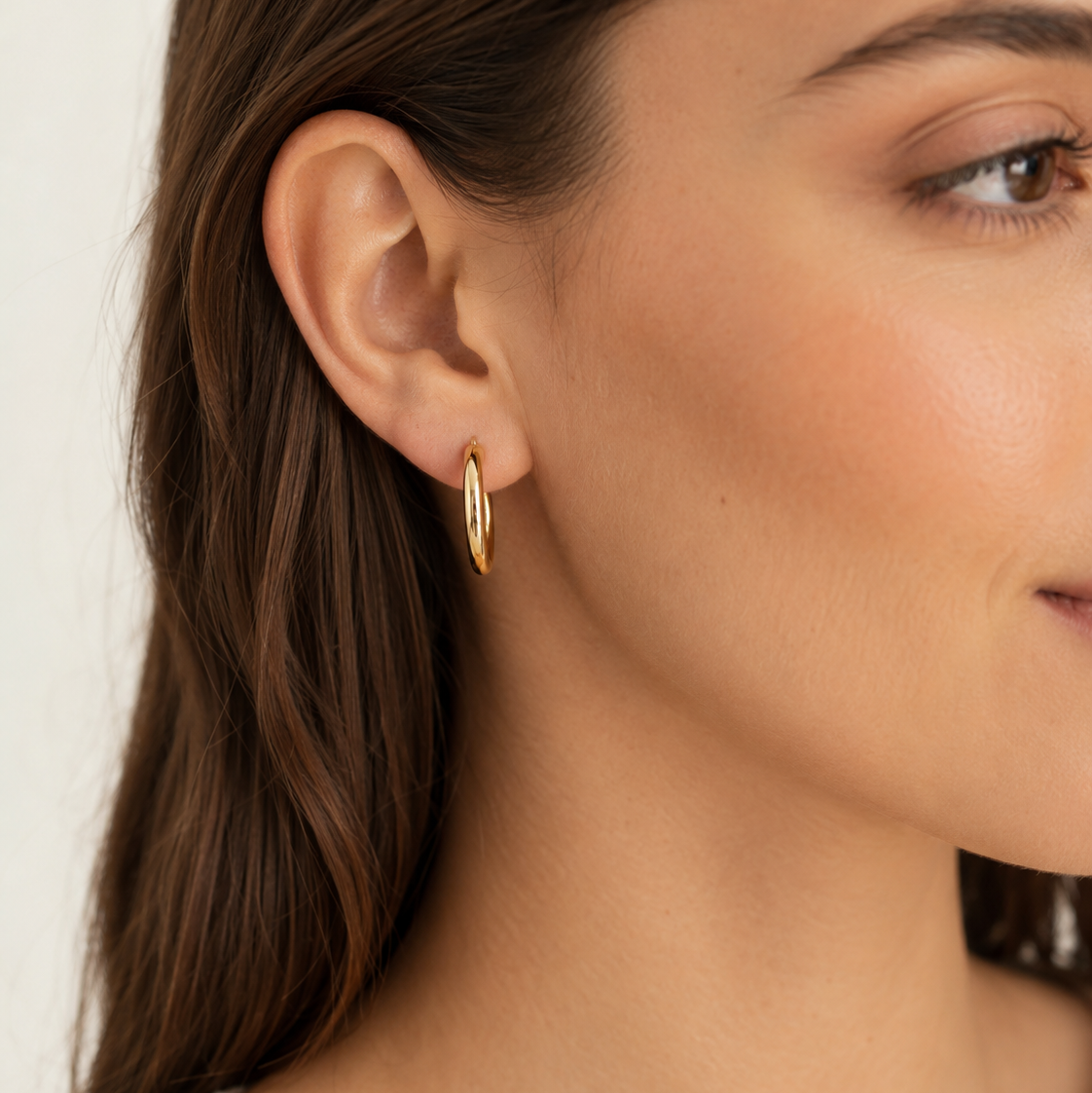 14K Yellow Gold Round Hoop Earrings