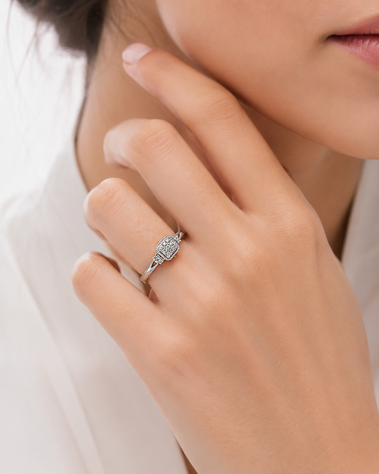 925  Sterling Silver Square Cluster CZ Ring