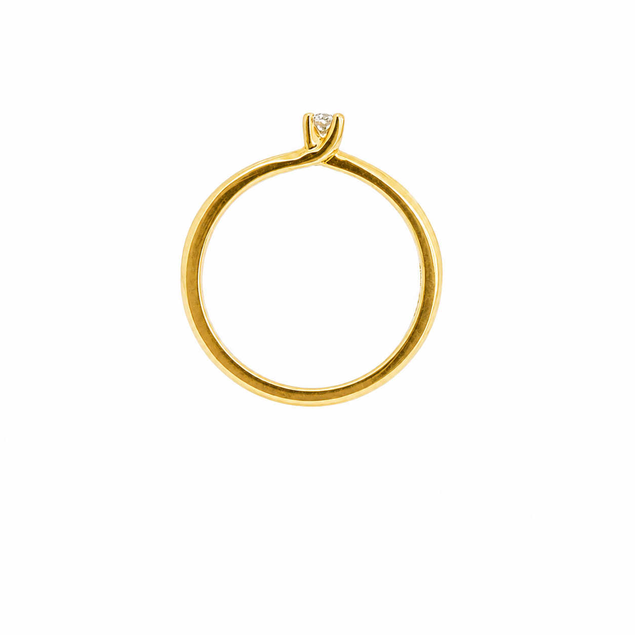10K Yellow Gold Twist Solitaire Diamond Ring