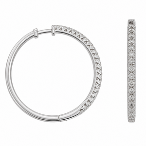 925 Sterling Silver Diamond Hoop Earrings 25mm