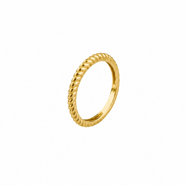 18k Yellow Gold Rope Style Stackable Ring