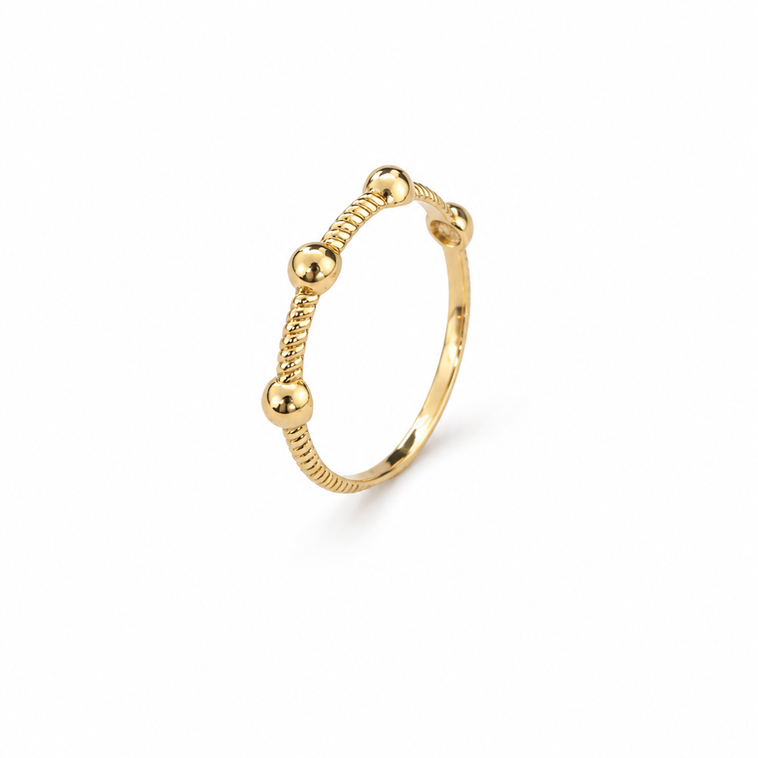 18k Yellow Gold Ring with Four Balls on setting