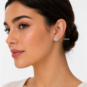 925 Sterling Silver Double Halo Cushion CZ Stud Earrings