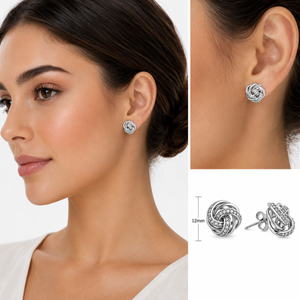925 Sterling Silver  Pavé Love Knot Stud Earrings