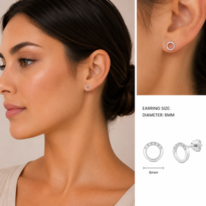 925 Sterling Silver Pavé Open Circle Stud Earrings