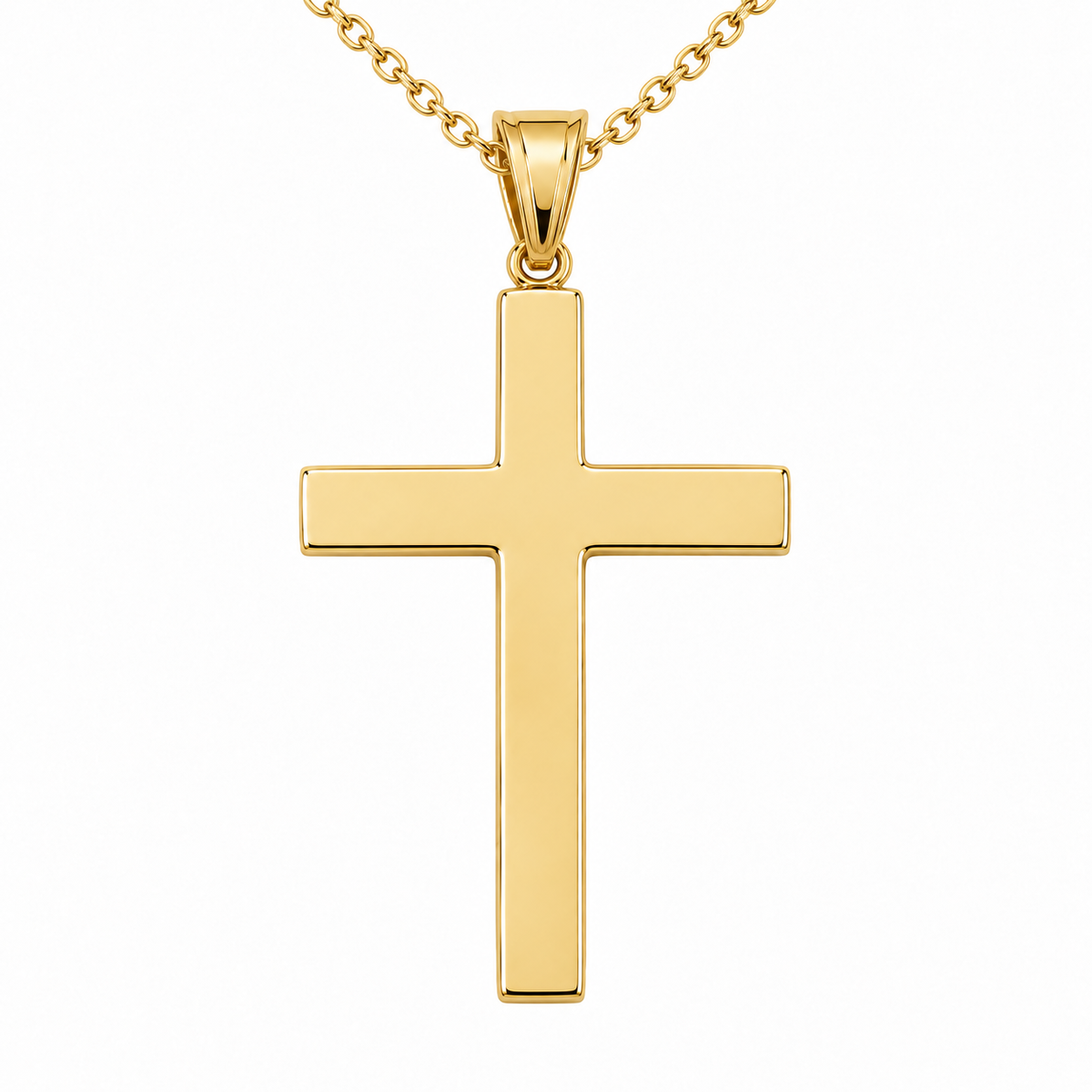 10K Yellow Gold Plain Latin Cross Pendant