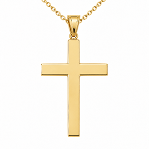 10K Yellow Gold Plain Latin Cross Pendant