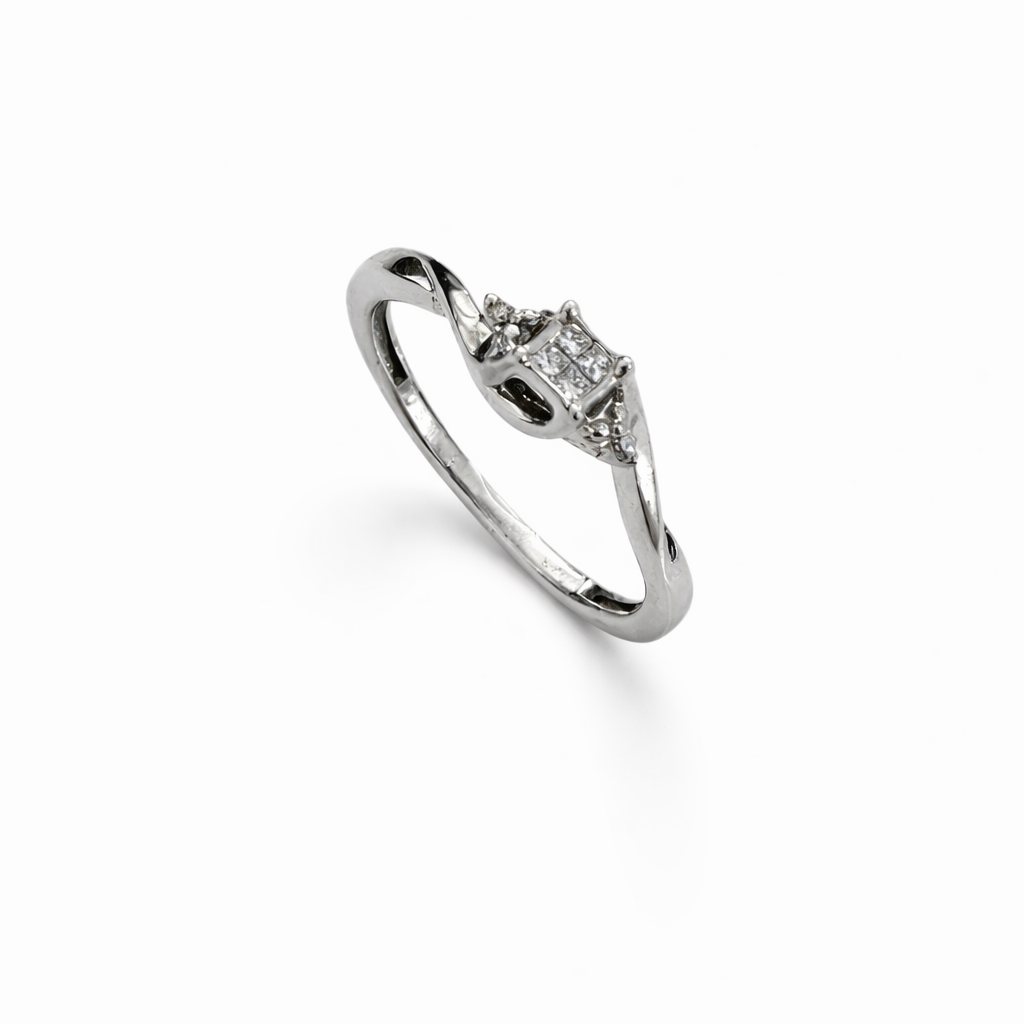 925 Sterling Silver Quad Princess-Cut Diamond Promise Ring