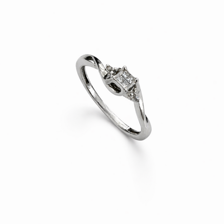 925 Sterling Silver Quad Princess-Cut Diamond Promise Ring