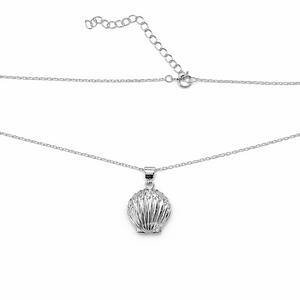 925 Sterling Silver Rhodium Plated Shellfish Pendant Necklace
