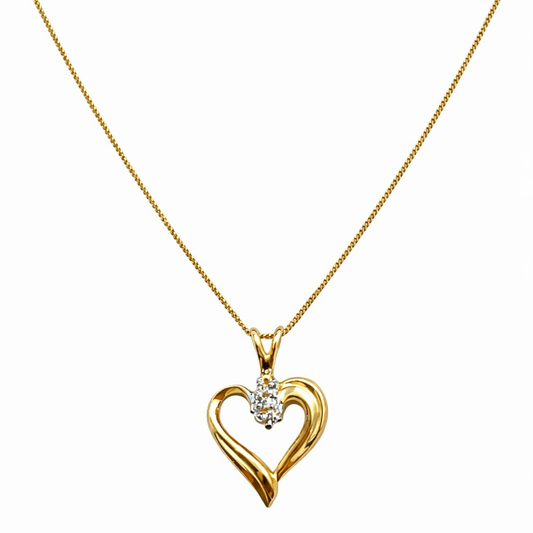 10k Yellow Gold Heart with Diamond Necklace