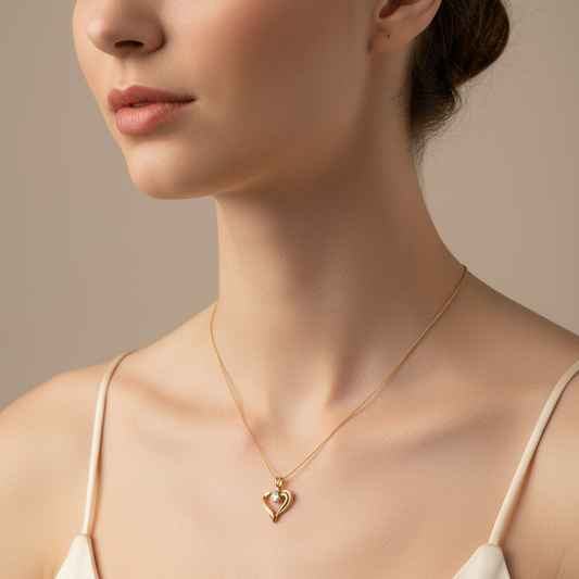 10k Yellow Gold Heart with Diamond Necklace