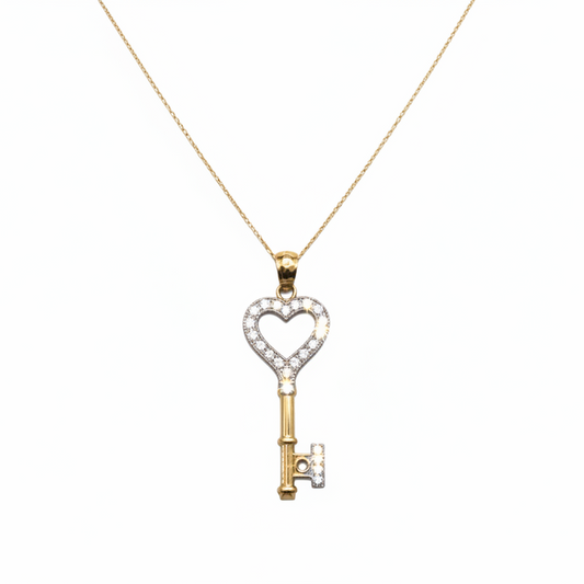 14k Yellow Gold Key Pendant Necklace