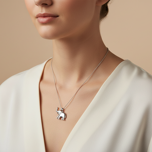 925 Sterling Silver Diamond Elephant Pendant Necklace