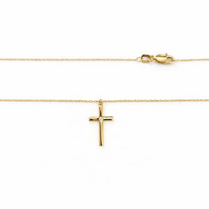 10k Yellow Gold Cross Diamond Accent Necklace