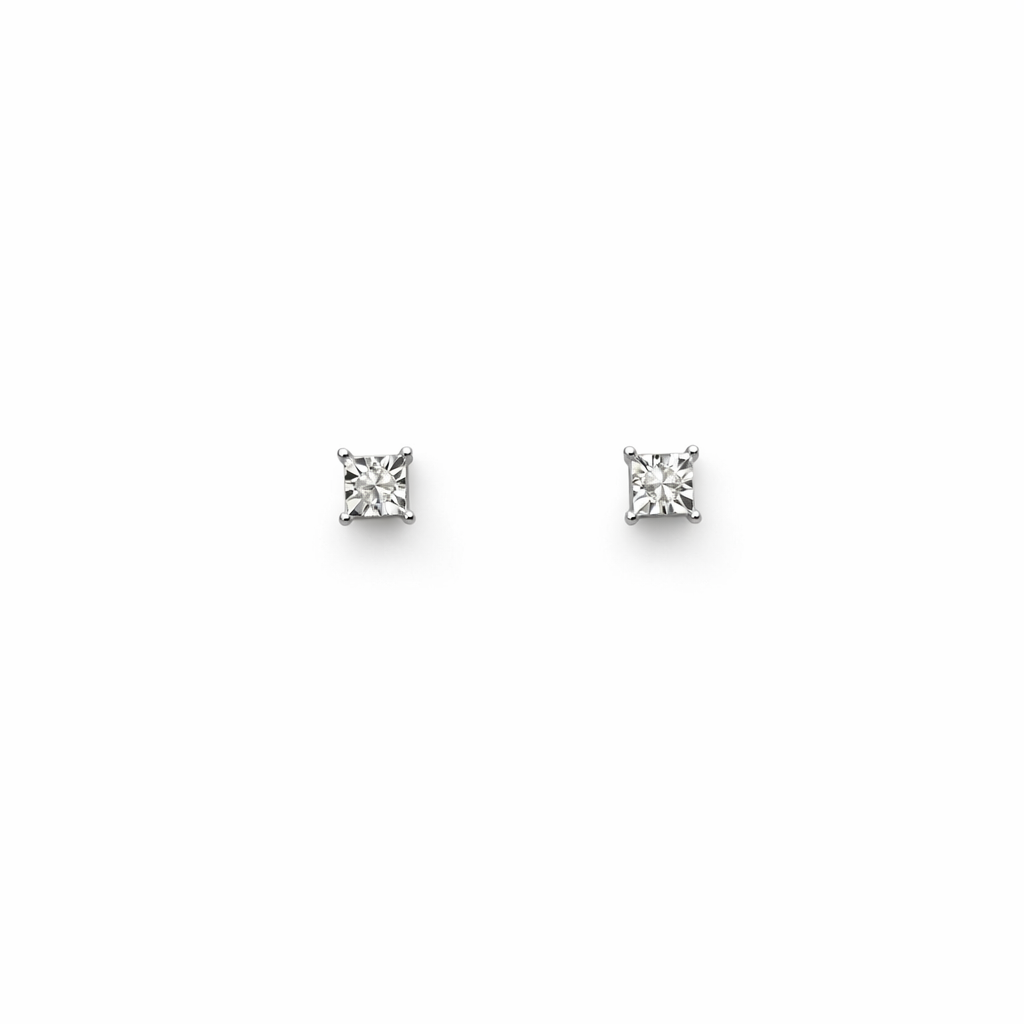 10K Yellow Gold Round Cut Diamond Stud Earrings, TDW:0.03ct SI GH