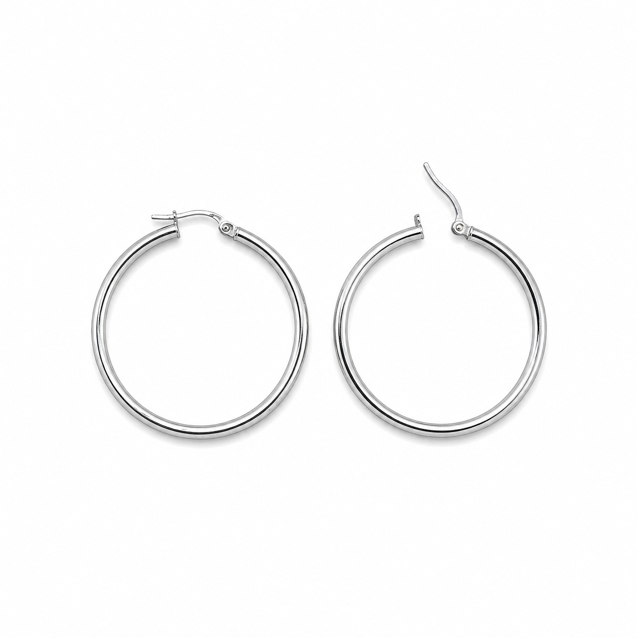 14K White Gold Hoop Earrings