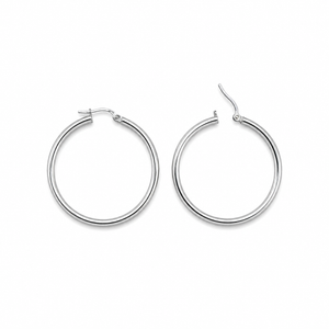 14K White Gold Hoop Earrings