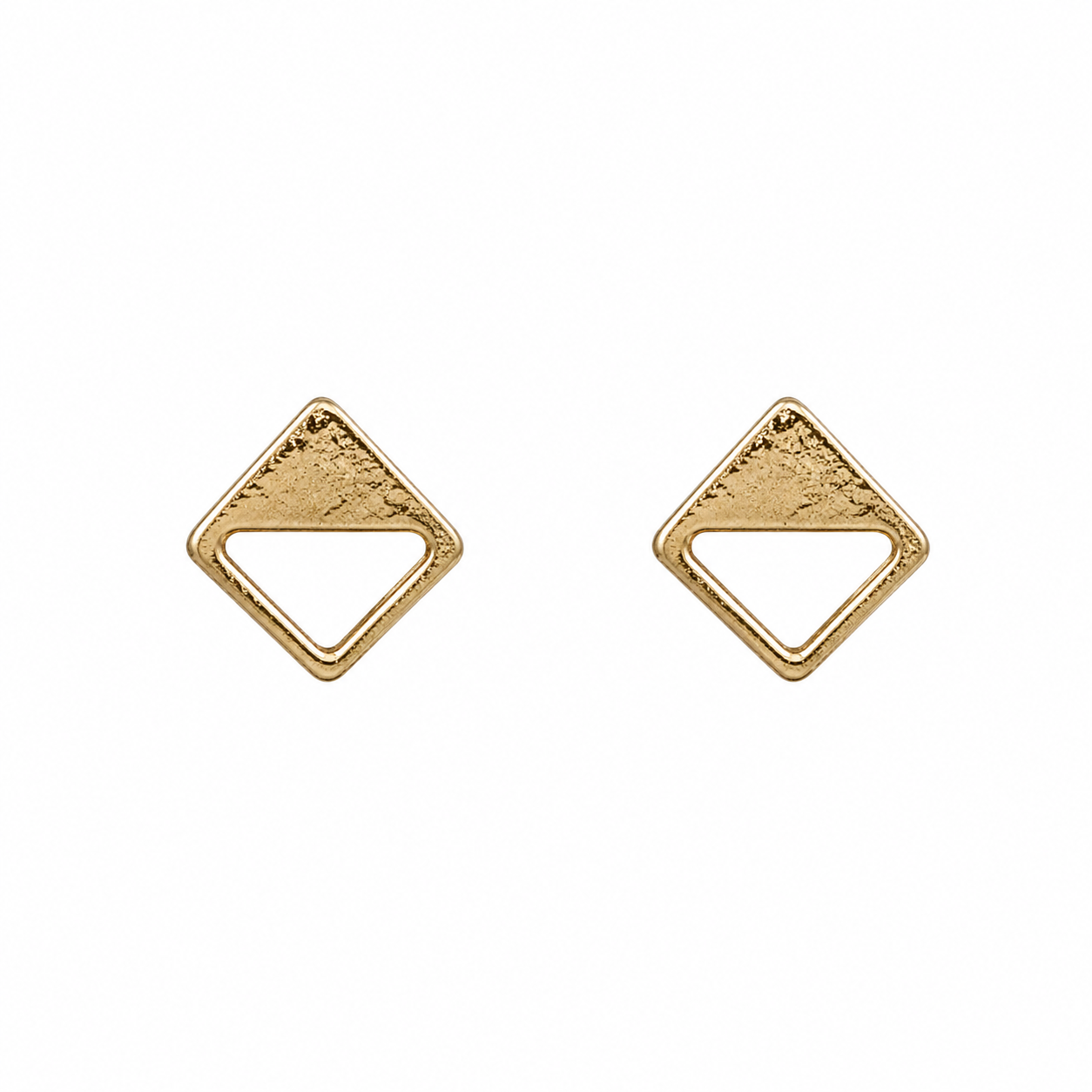 10K Yellow Gold Half Open Squared Stud Earrings