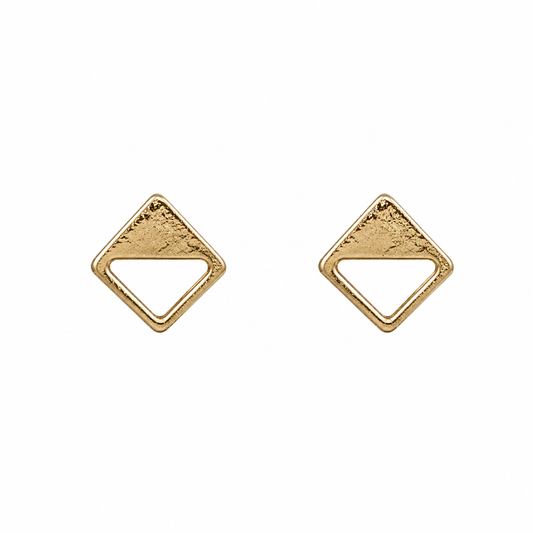 10K Yellow Gold Half Open Squared Stud Earrings