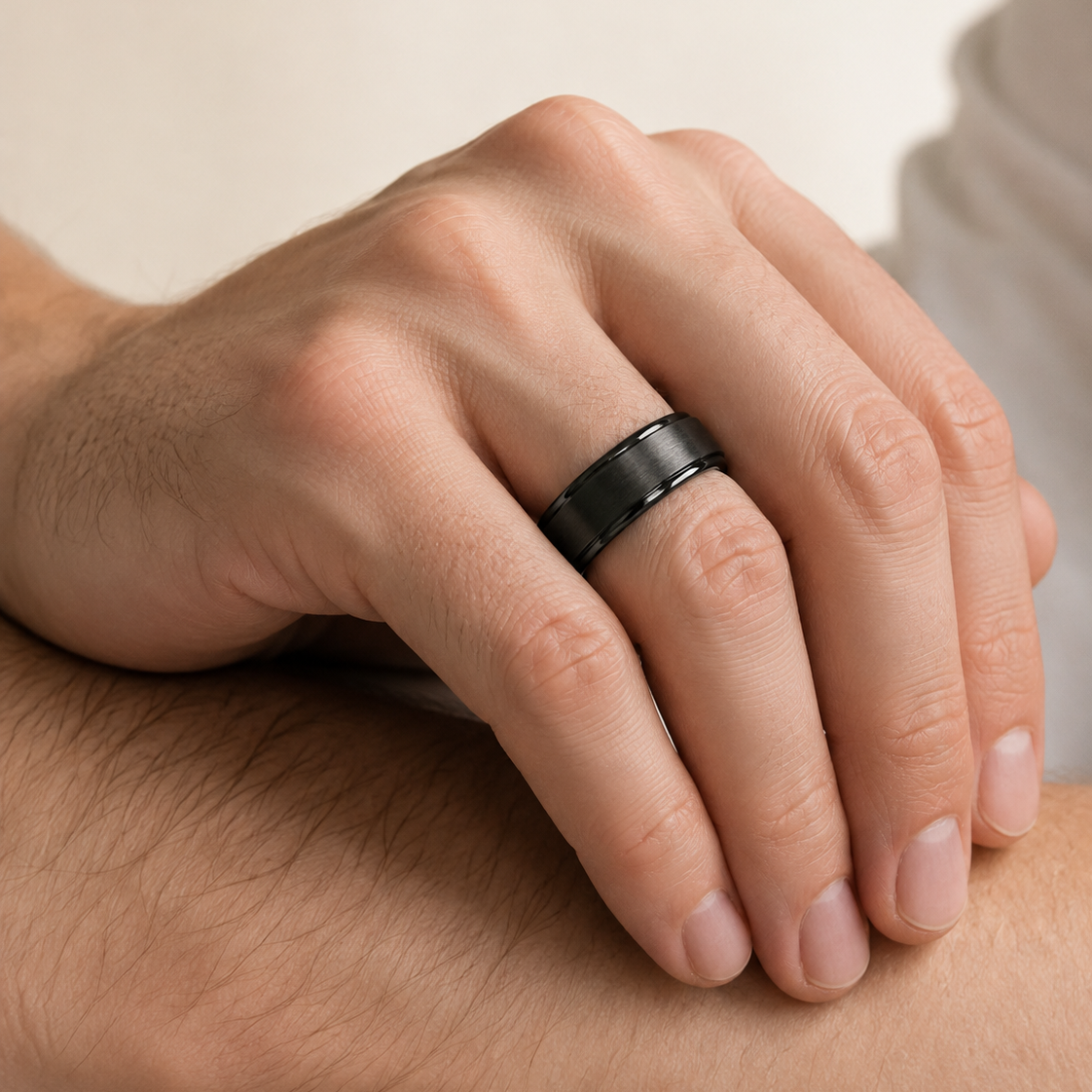 Black Tungsten Wedding Band 8mm Comfort Fit