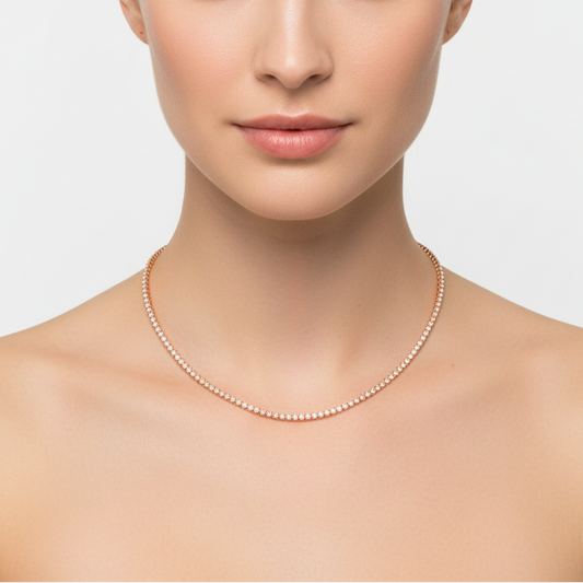 Rose Gold faceted bead necklace, 10K