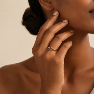 14K Yellow Gold Tanzanite Ring with Diamond Accents