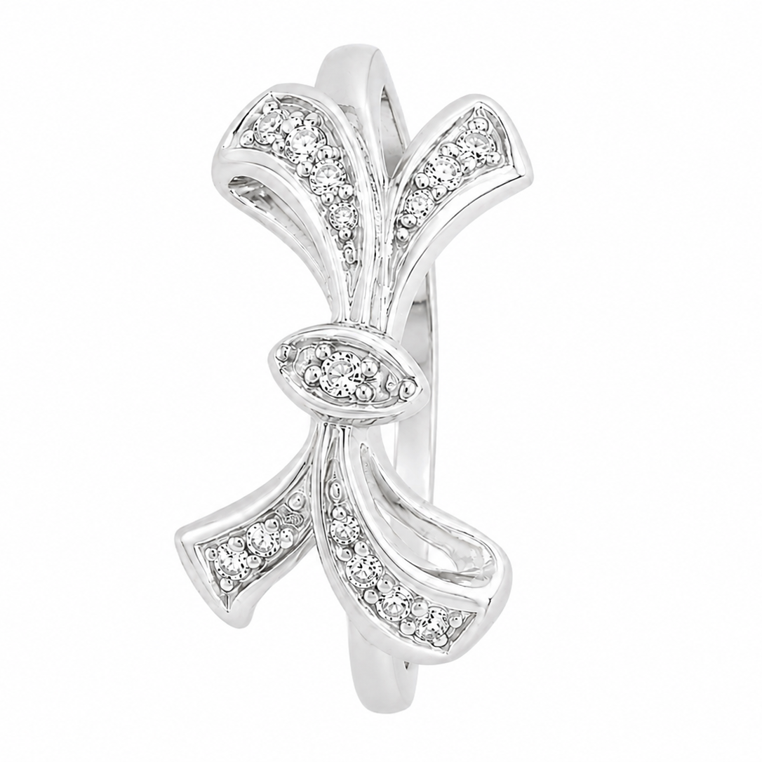 10K White Gold Diamond Ribbon Bow Ring