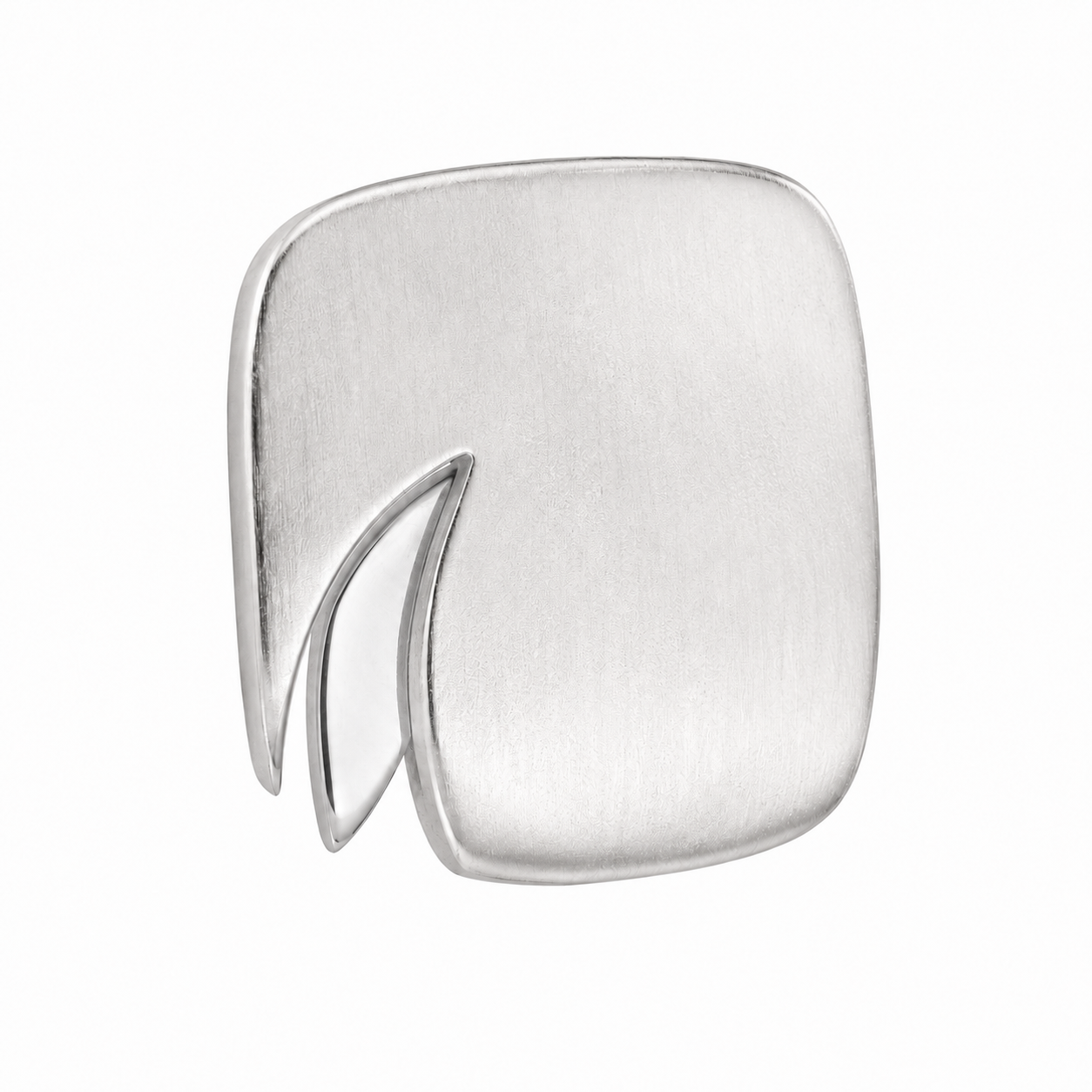 Sterling Silver & 14K White Gold Modernist Earrings Leaf Accent