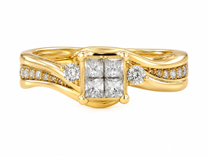 10K Yellow Gold Princess-Cut Diamond Bridal Ring Set