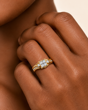 10K Yellow Gold Princess-Cut Diamond Bridal Ring Set