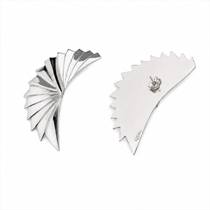 925 Sterling Silver Pleated Sunburst Fan Statement Earrings