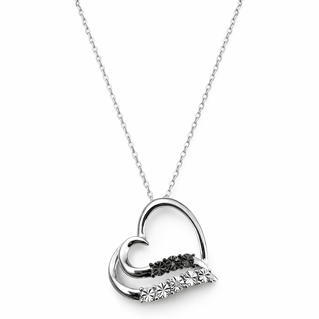 925 Sterling Silver Heart Shaped Pendant Necklace