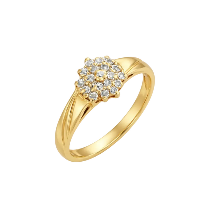 10k Yellow Gold Diamond Rosette Cluster Ring