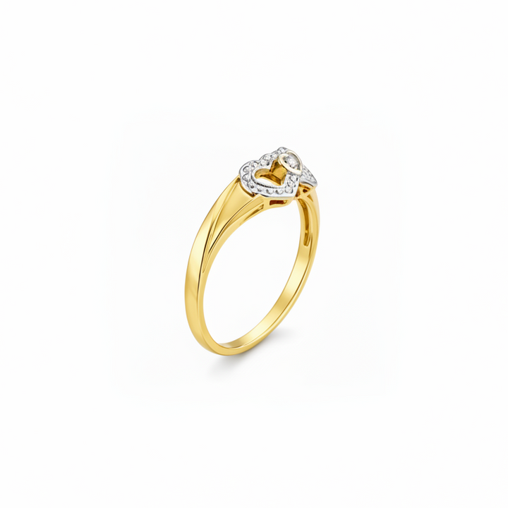 14k Two-Tone Gold Diamond Triple Heart Ring