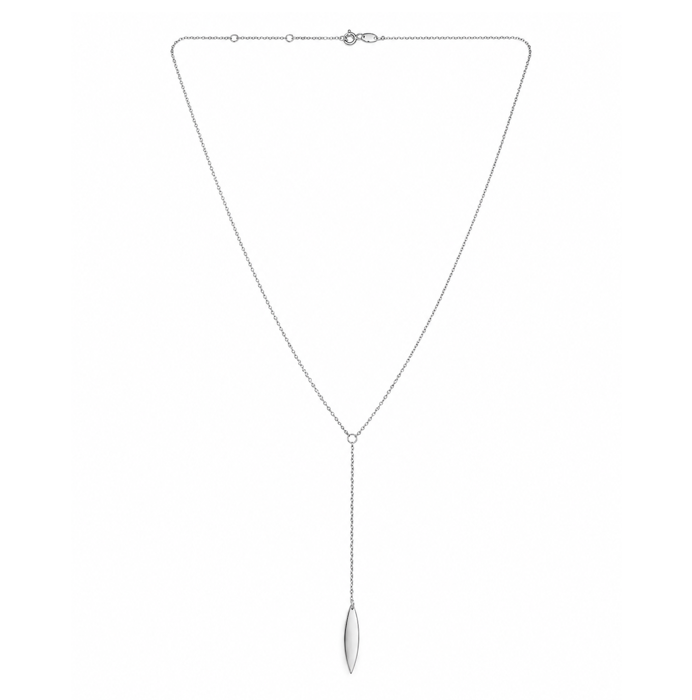 925 Sterling Silver Marquise Drop Lariat Necklace