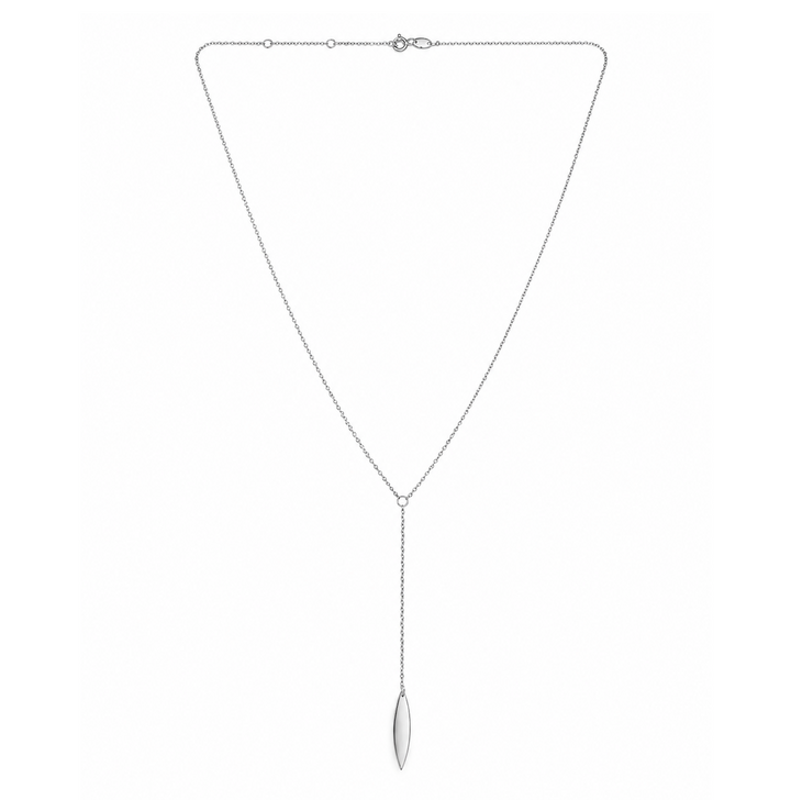 925 Sterling Silver Marquise Drop Lariat Necklace