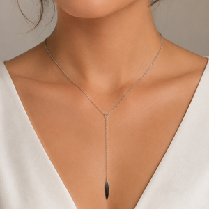 925 Sterling Silver Marquise Drop Lariat Necklace